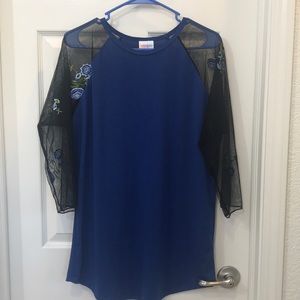 Blue Mesh Sleeve Randy top